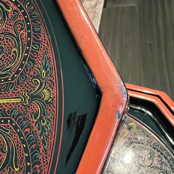 Vintage Mid Century Asian Serving Trays - Picture 13 of 15